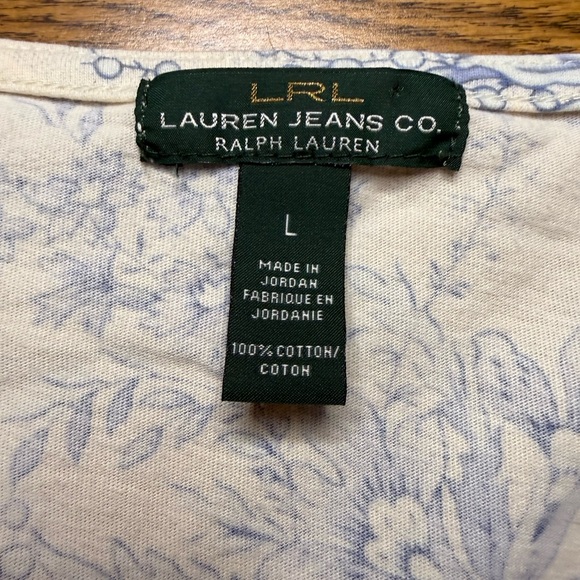 Ralph Lauren Blue Floral Cream Tee - Picture 2 of 4